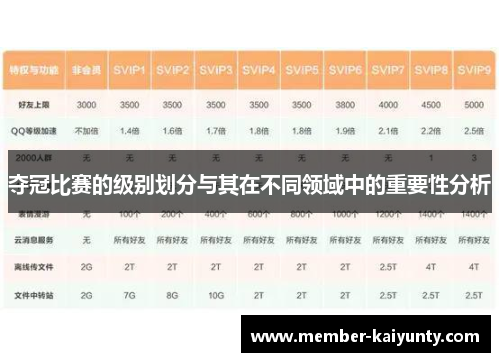 夺冠比赛的级别划分与其在不同领域中的重要性分析