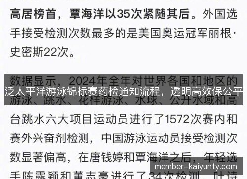 泛太平洋游泳锦标赛药检通知流程,透明高效保公平 泛太平洋游泳锦标赛药检通知流程,透明高效保公平